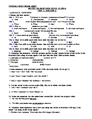 Bài tập do nghỉ dịch Covid 19 môn Tiếng Anh Lớp lần 6 - Trường THCS Thành Nhất